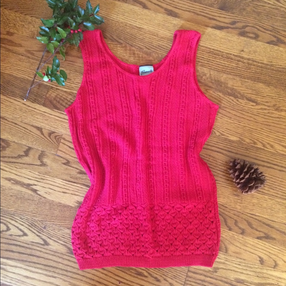 Pretty cotton sweater vest cherry red